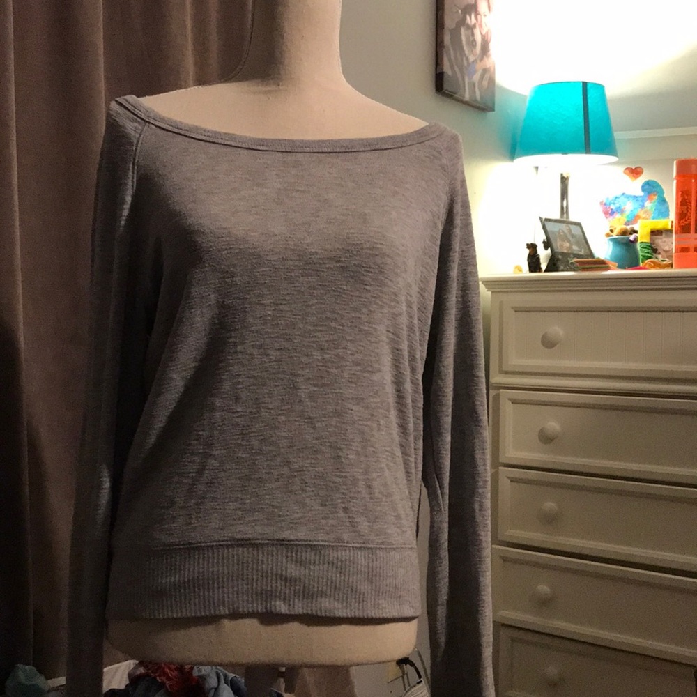 Off the shoulder grey top
